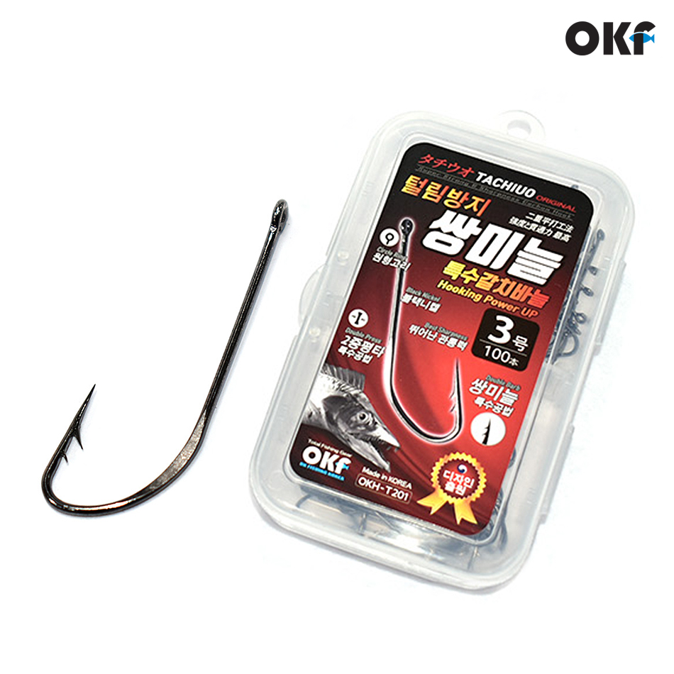 OK피싱 OKF-HK201 털림방지 쌍미늘 특수 갈치바늘(100개입) 블랙니켈